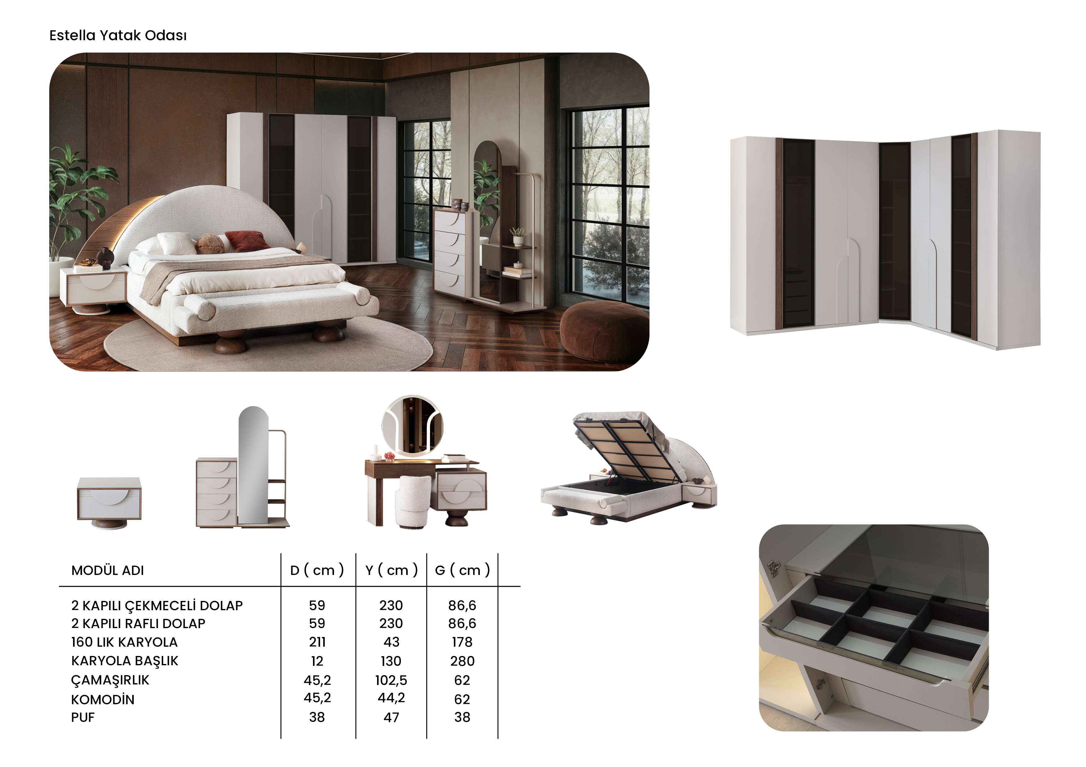 Dimax Estella Yatak Odası Takımı (Modern & Modüler