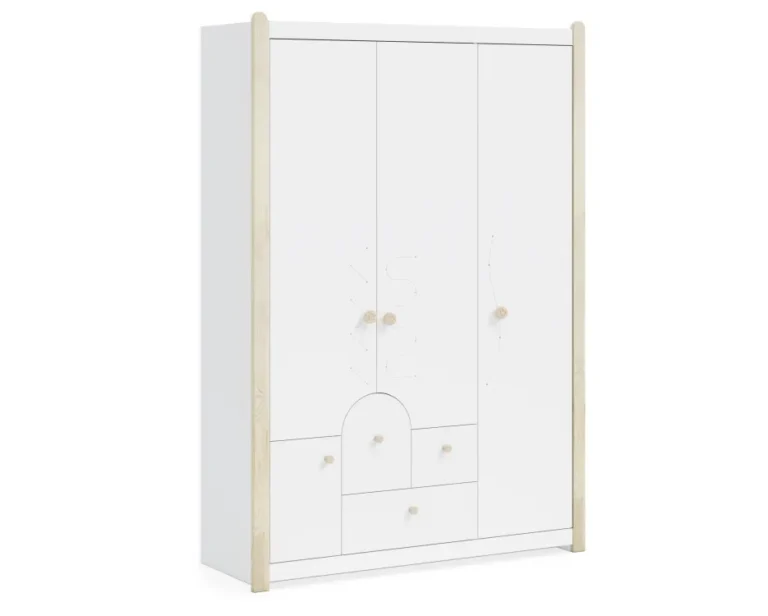 White Montessori 3 Kapılı Dolap