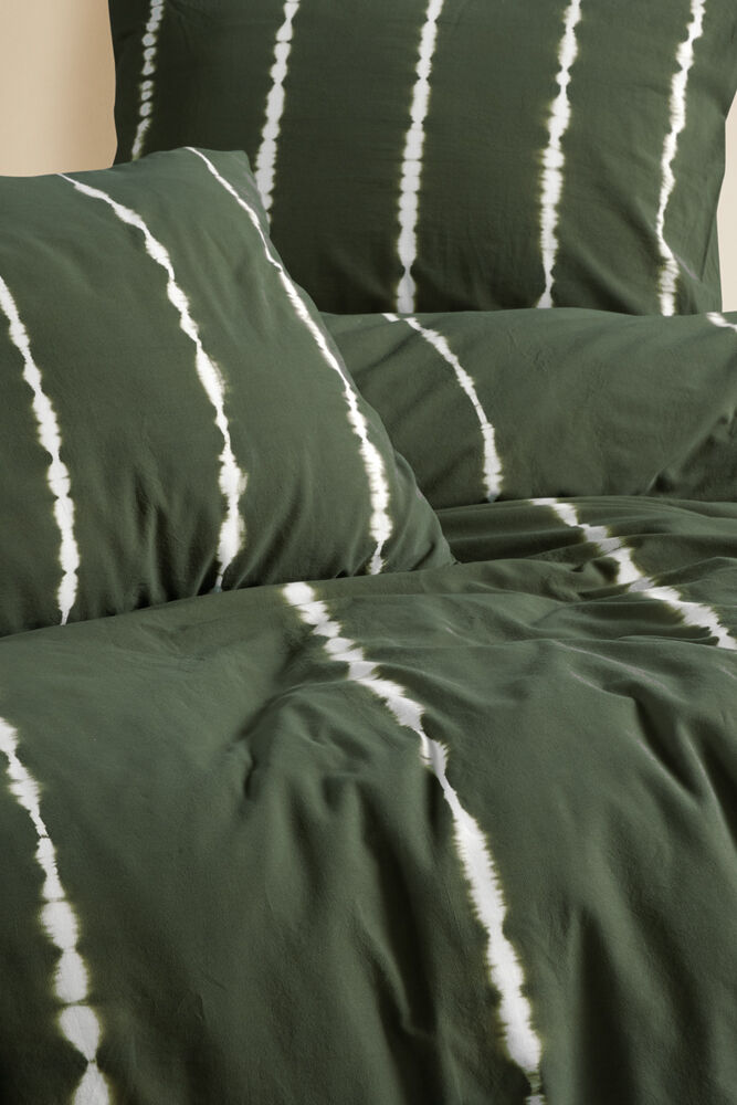 Stripe Pamuk Nevresim Seti - Haki — fotoğraf 4
