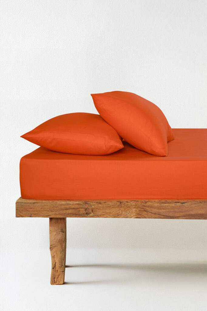 Lastikli Çarşaf Pamuk - Orange — fotoğraf 3